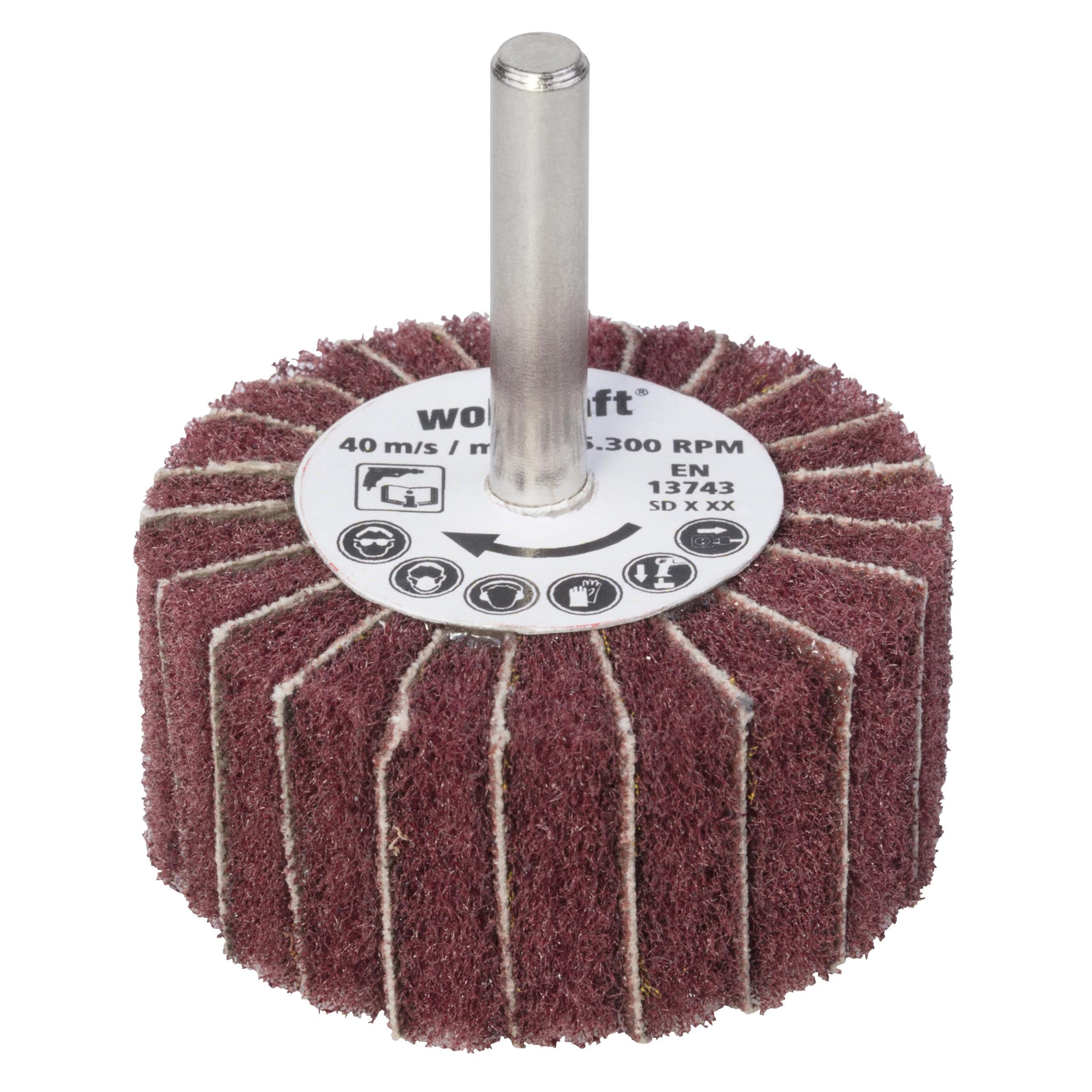 Wolfcraft Black Aluminium Oxide 150 Grit Medium Bonded Abrasive Wheel for Power Drill