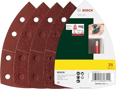 Bosch 25 Pcs Sanding Sheet Set 102 x 62.93 mm 11 Holes Grit 40 80 120 180
