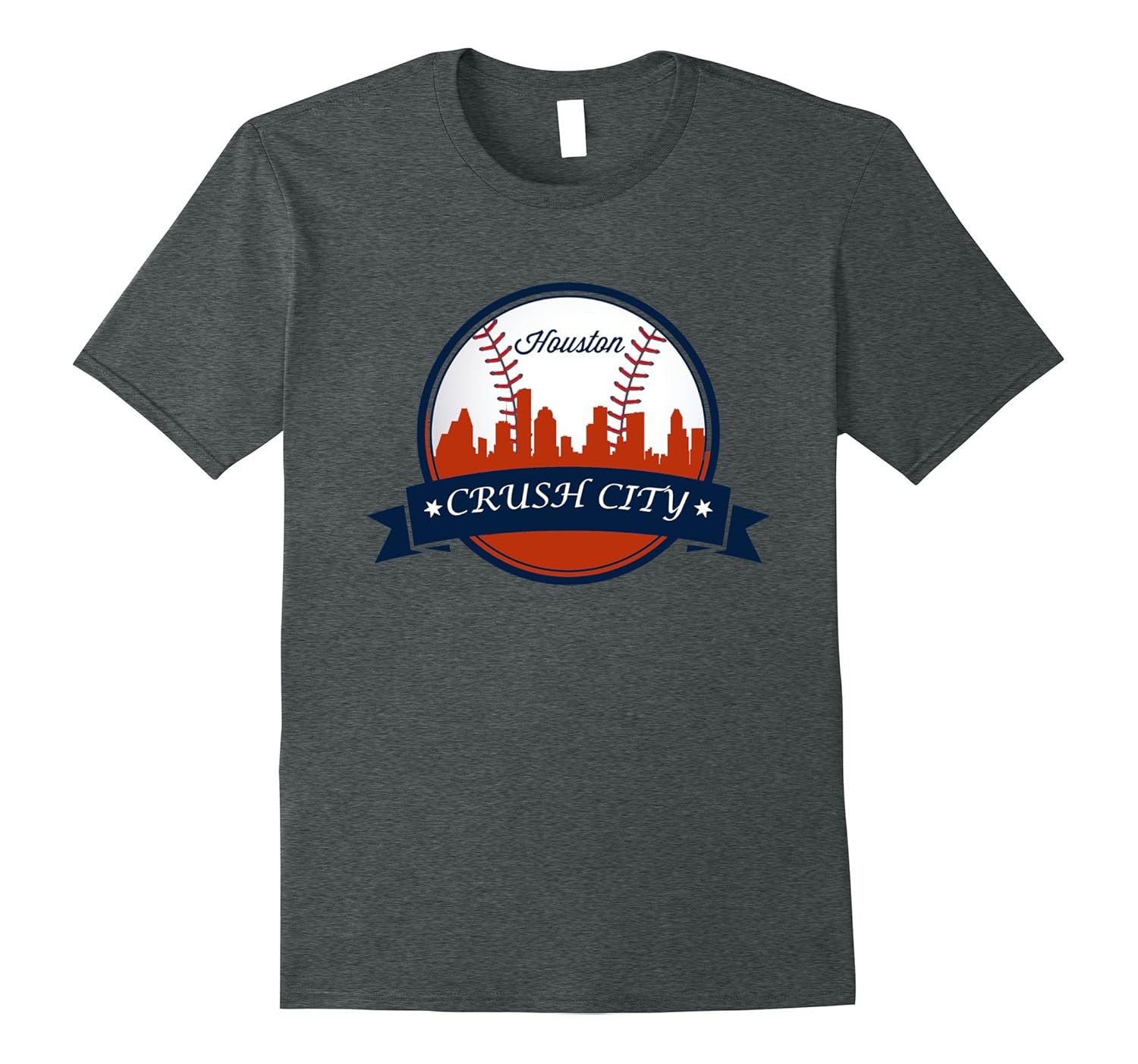 Vintage Retro Houston City Skyline Baseball Tshirt-Rose