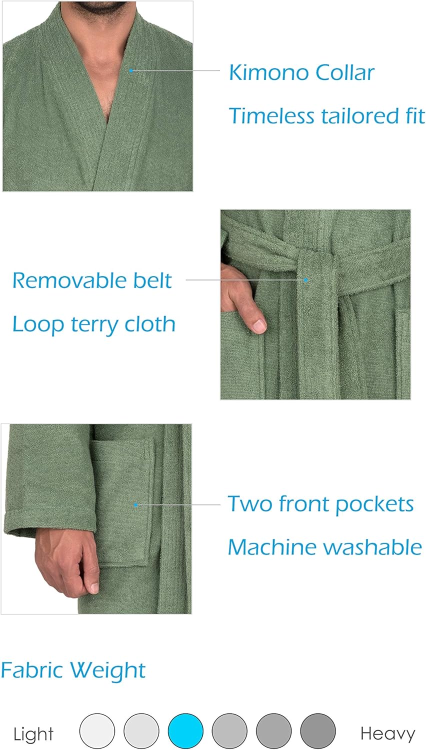 TowelSelections Men’s Robe, Turkish Cotton Terry Kimono Bathrobe at  Men’s Clothing store