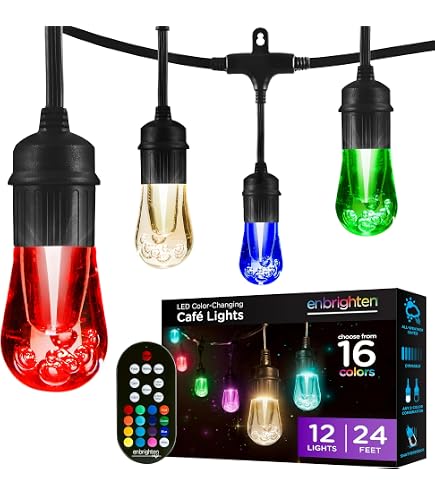 Enbrighten Vibe Vintage Outdoor String Lights Gen 2, 48ft, 24