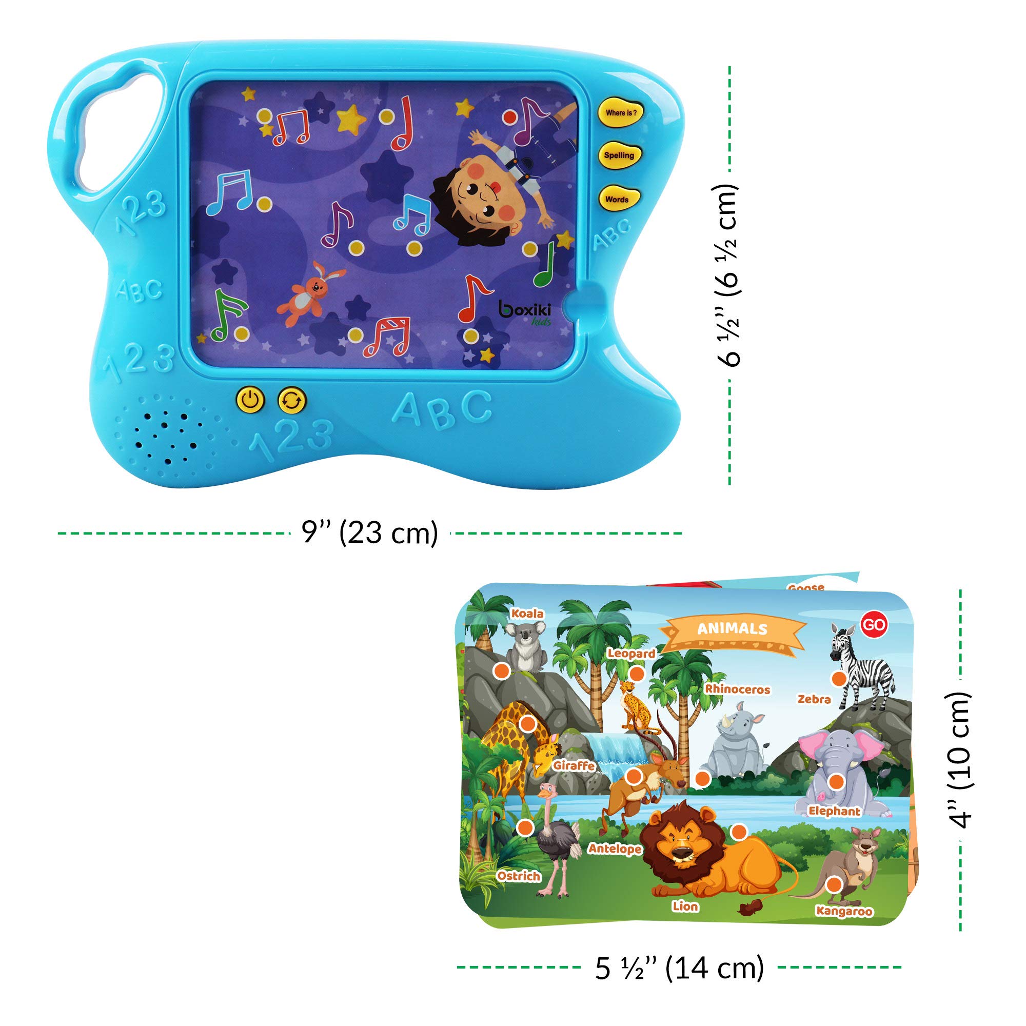 Boxiki Kids Learning Pad with 10 Educational Flash Cards for Toddlers 3+ Years w/Touch and Learn Functions | Smart Pad for Children's Learning Games | Educational Learning Toys for Boys and Girls