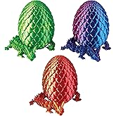 ORB 3D Printed Dragon Eggs with Dragons Inside 3 Pack Set - 3 Individual Scales and Tails Colored Eggs with Articulated Dragons Inside - 3D Printed Dragon Fidget Toys and Gifts for Kids and Adults