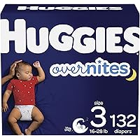 Nighttime Baby Diapers Size 3, 132 Ct, Huggies Overnites
