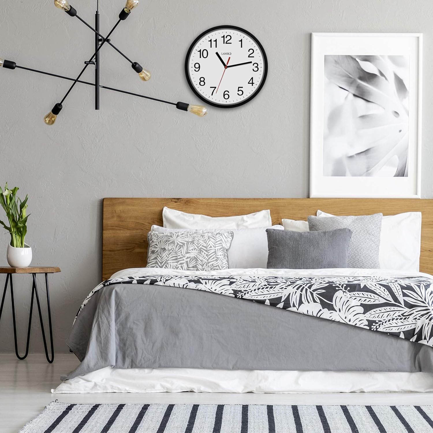 LAMIKO 2 Packs Non-Ticking Silent Wall Clocks Battery Operated 10 Inch Classic Quartz Decro Clock Easy to Read for Room/Home/Kitchen/Bedroom/Office/School, Black: Kitchen & Dining