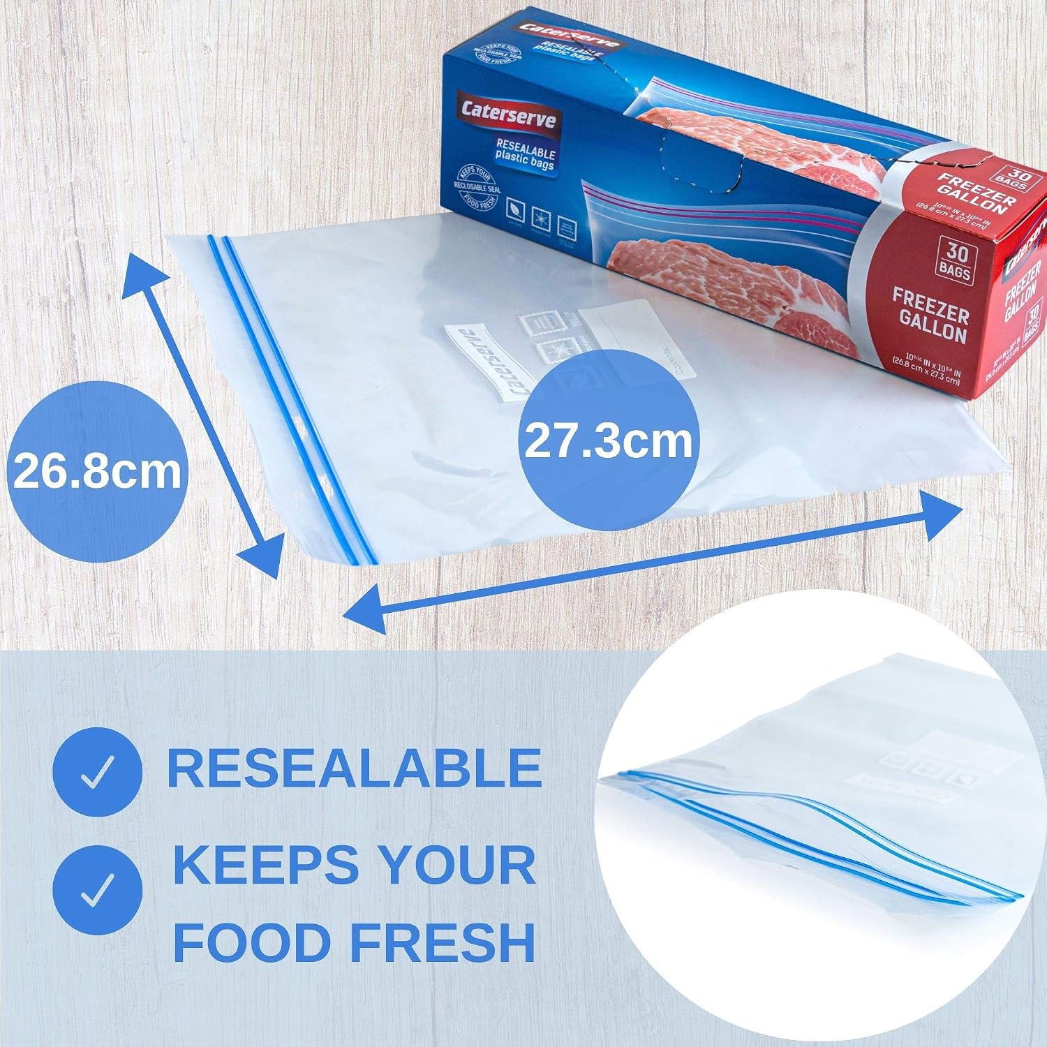 Plastic Freezer Bags, Gallon Zip Food Bags, 60 pcs Resealable Freezer Bags, Reusable Ziplock Seal Bags for Fruit Veggies - Image 3