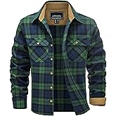 TACVASEN Men's Flannel Shirts Lightweight Cotton Button Down Long Sleeve Shirt Casual Plaid Pocket Shirts Outdoor
