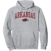Elite Authentics Arkansas Razorbacks Arch Over Officially Licensed Pullover Hoodie, Small, Grey