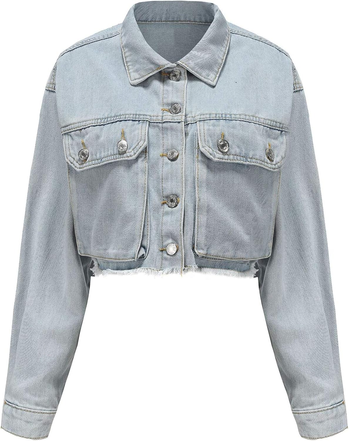 cropped collar denim jacket