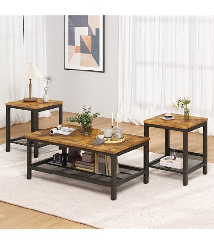 3 Piece Coffee Table Set for Living Room Home - Coffee Table and Coffee Table wi