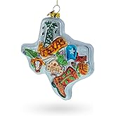 State of Texas Symbols Glass Christmas Ornament