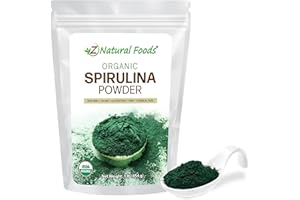 Z Natural Foods Organic Spirulina Powder - 100% Pure Spirulina, Nutrient-Dense Blue-Green Algae Superfood with Amino Acids, 15x Beta-Carotene - Mix in Smoothies, Yogurt, Recipes, 1 lb