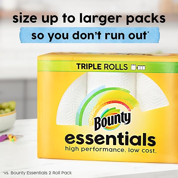 BOUNTY ESSENTIALS SELECT-A-SIZE PAPER TOWELS, WHITE, 2 TRIPLE ROLLS = 6 REGULAR ROLLS
