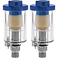 TCP Global Mini in-Line Air Filter, Oil and Water Separator (Pack of 2) - Drain Valve, Water Trap, Air Dryer, Removes Moisture, Dirt - Use on Compressor Air Line Hose, Air Tools, Paint Spray Guns