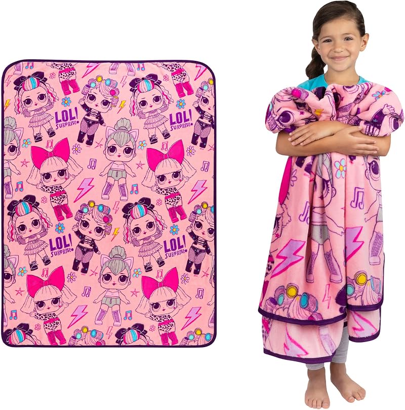 Franco LOL Surprise Plush Throw Blanket 46"x60" Super Soft Micro Raschel