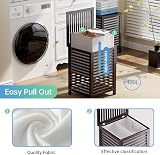SMIBUY Double Laundry Hamper 120L Bamboo with Lid 2-Compartment Sorter view 6