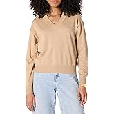 Amazon Essentials Women's Regular-Fit Lightweight V-Neck Cropped Sweater