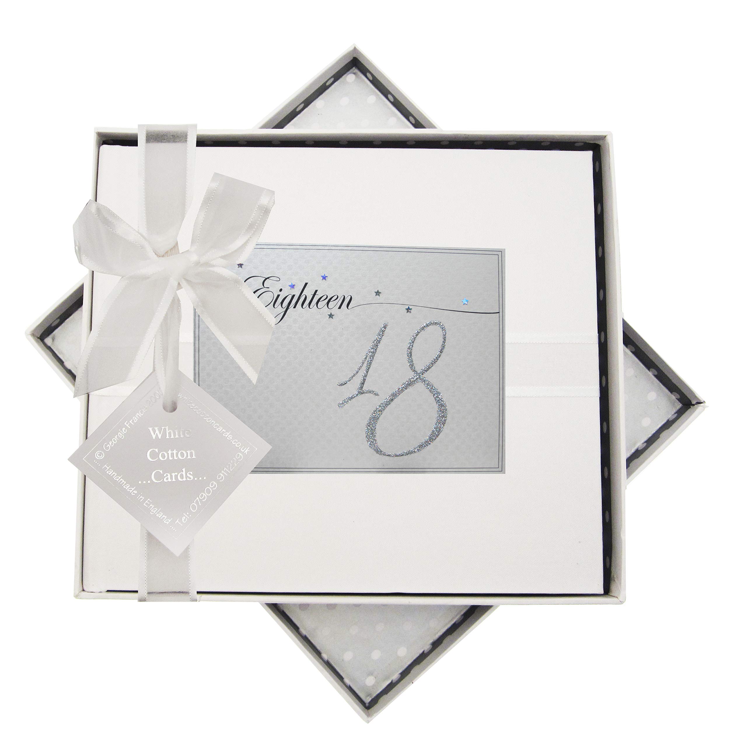 White Cotton Cards LLN18G Holographic Stars and Glitter "Eighteen" Age 18 Birthday Guest Book