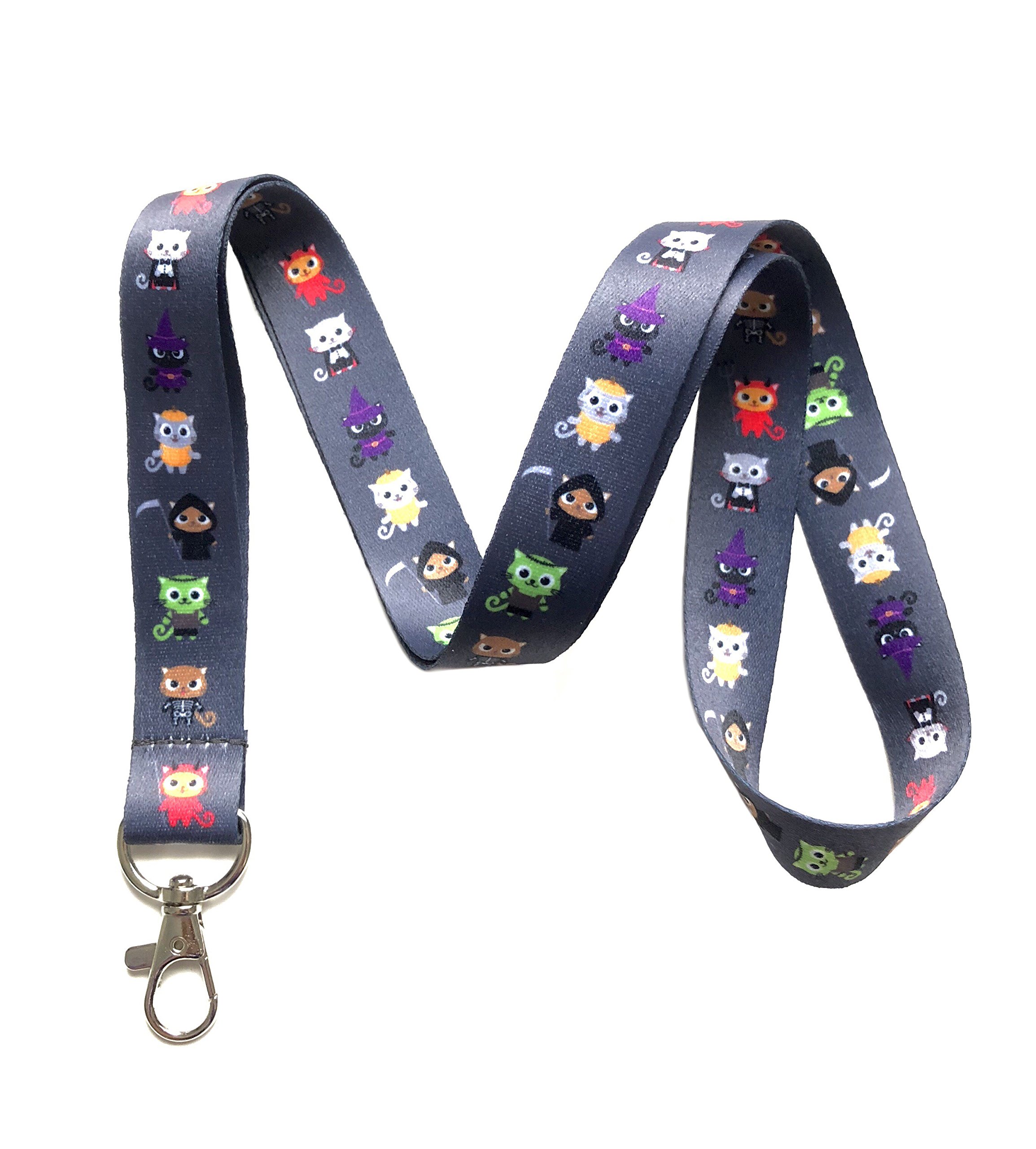 Cat Themed Lanyard Key Chain Id Badge Holder (Halloween 2)