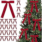 SIMISI RIBBON 24 Pcs Red Velvet Bows Christmas Tree Ornaments Vintage Ribbon Bow for Tree Garland Wreath Rustic Crafts Gift Indoor Outdoor Xmas Decorations