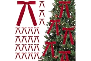 SIMISI RIBBON 24 Pcs Red Velvet Bows Christmas Tree Ornaments Vintage Ribbon Bow for Tree Garland Wreath Rustic Crafts Gift Indoor Outdoor Xmas Decorations