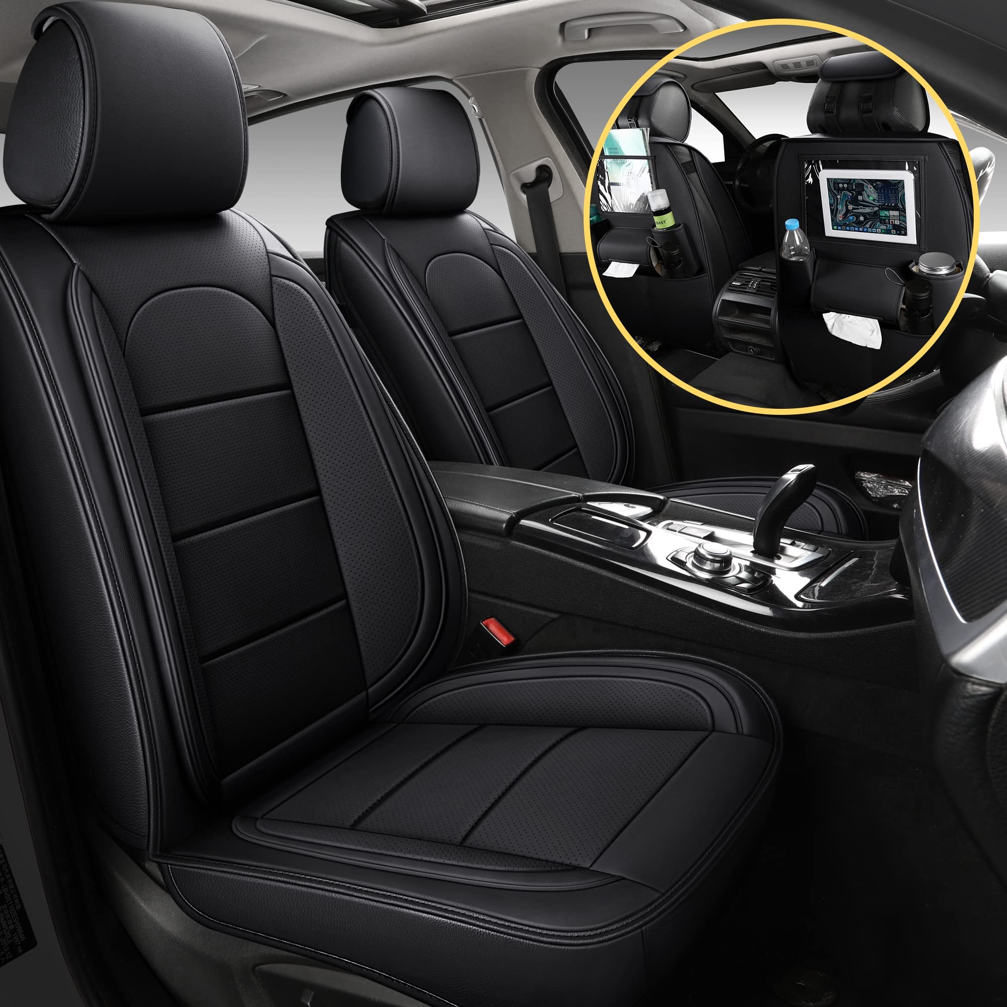 Waterproof PU Leather Seat Covers Full Set For Toyota RAV4 2019-2023 - Front & Rear, Black