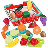 Battat – Play Food Toy for Kids – Cooking Chef Role Play Toys Pretend – Farmers Market Produce Basket – Toddler Pretend Fruit