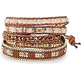 G2F DESIGN Bracelet for Women – Handmade Vegan Boho Natural Stone Layered Bracelet, Thailand Bohemian Stackable Beaded Wrap Bracelets, Summer Hippie Bracelet Stack, Fashion Jewelry Gifts