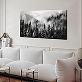 TYTAUPT Foggy Forest Wall Art for Living Room,Black and White Pictures for Wall,Tree Wall Decor for Bedroom 20 x 40 Inch