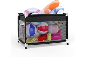 Kculehtlla Pool Float Storage Bin, Outdoor Pool Toy Storage Organizer, Swimming Poolside Caddy Holder for Noodle above Ground Pool Accessories Equipment (X-Large, Black)