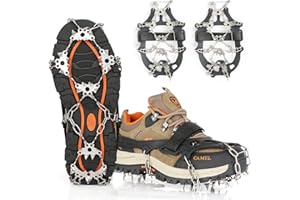 Crampons Ice Cleats Traction Snow Grips for Boots Shoes Women Men Kids Anti Slip 24 Stainless Steel Spikes Safe Protect for H