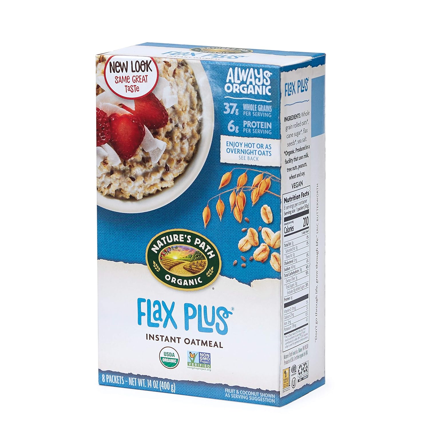 Nature’s Path Flax Plus Instant Oatmeal, Healthy, Organic, 8 Pouches per Box, 14 Ounces (Pack of 6)