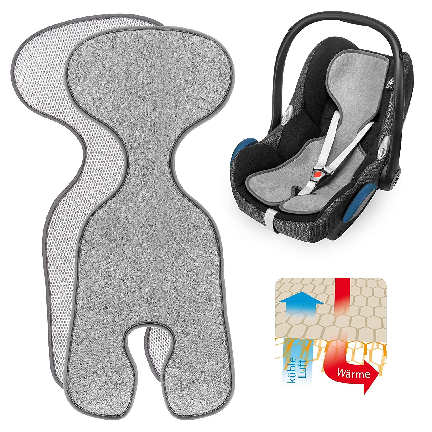 ZAMBOO Cool & Dry Summer Car Seat Liner/Breathable Car Seat Insert for Infant Car Seats - Grey