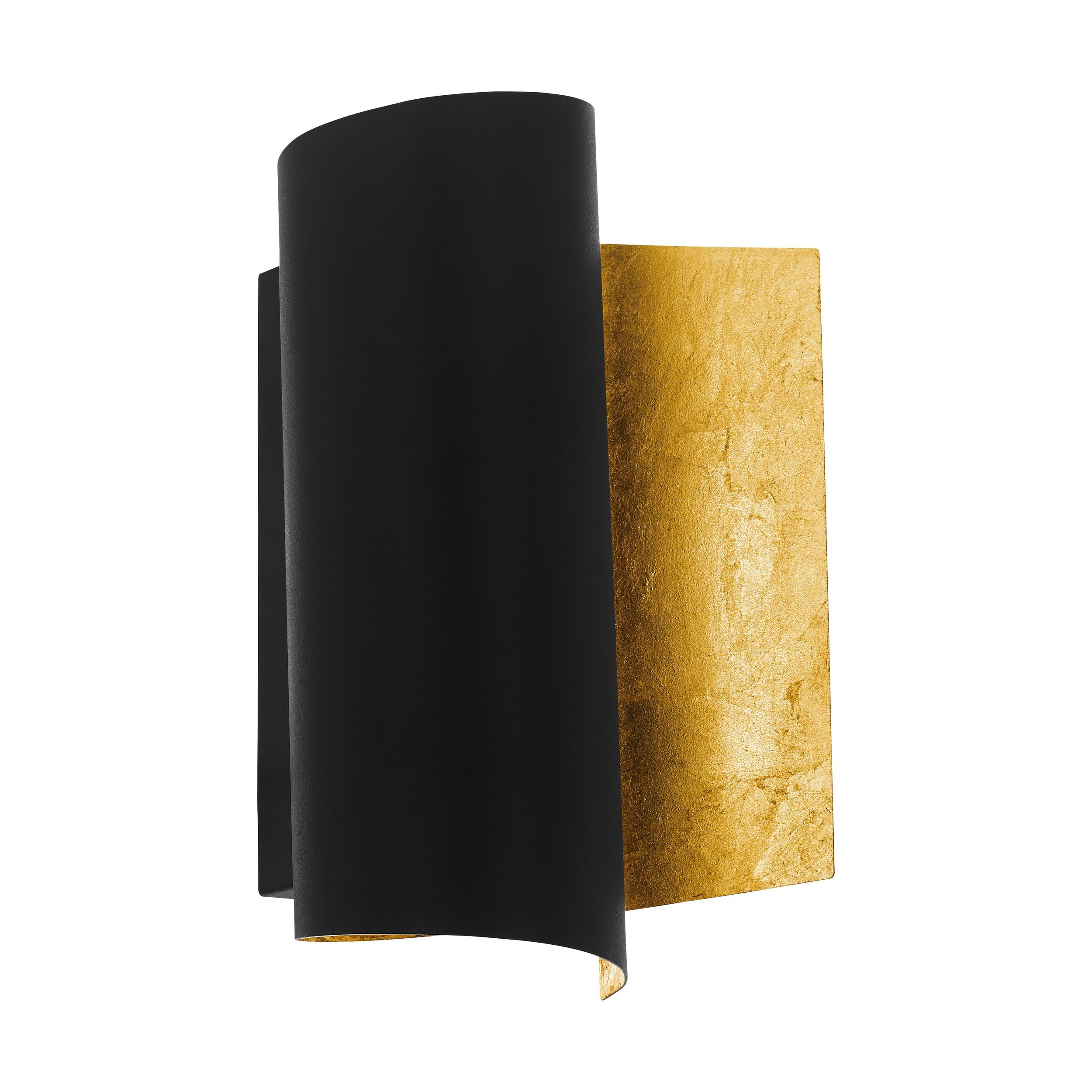Eglo Wall Lamp Falicetto, 1-Light Vintage Industrial Wall Light, Indoor Steel Wall Lamp, Living Room Light, Hallway Lamp in Black and Gold, E27 Socket