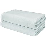 Amazon Basics Quick-Dry Bath Sheet - 100% Cotton, 2-Pack, Ice Blue
