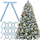 30 Pcs Blue Velvet Christmas Tree Bows for Christmas Tree Decorations, Blue Velvet Ribbon Bows Vintage Christmas Decor Ornaments for Christmas Tree, Wreaths,Garland, Gift Wrapping, Fireplace
