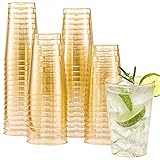 Lamosi 100 Pack 12 oz Gold Plastic Cups, Disposable