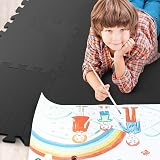 kidoola Foam Baby Play Mat 29x29cm 9pc Interlocking EVA 7mm Thick Black view 6