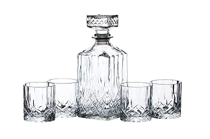 BarCraft Cut-Glass Whisky Decanter and Tumbler Set