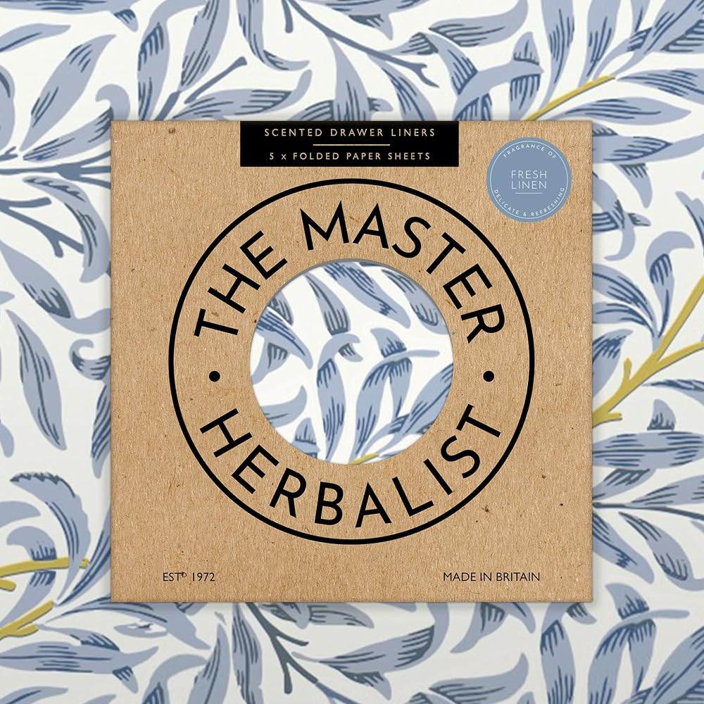 The Master Herbalist Fresh Linen Scented Drawer Liners - 5 Sheets UK Made