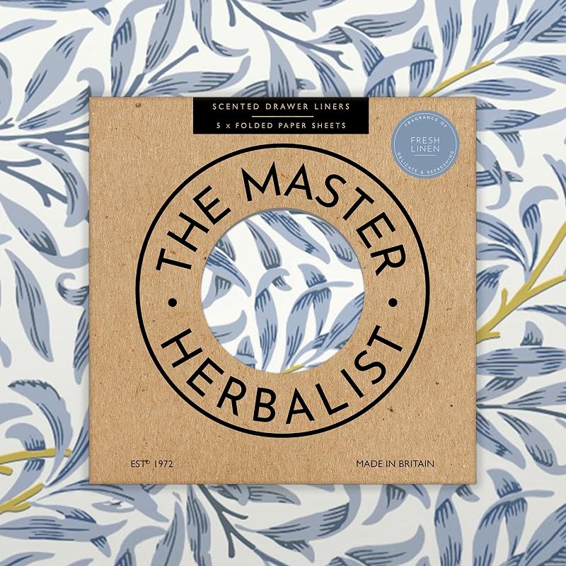 The Master Herbalist Fresh Linen Scented Drawer Liners - 5 Sheets UK Made