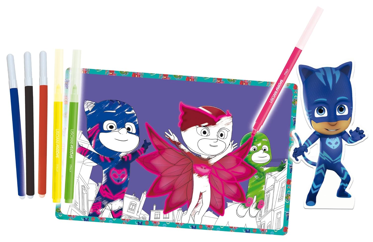 Lisciani Giochi PJ Masks Scuola di Disegno con Pennarelli Fluo Amazon Giochi e giocattoli