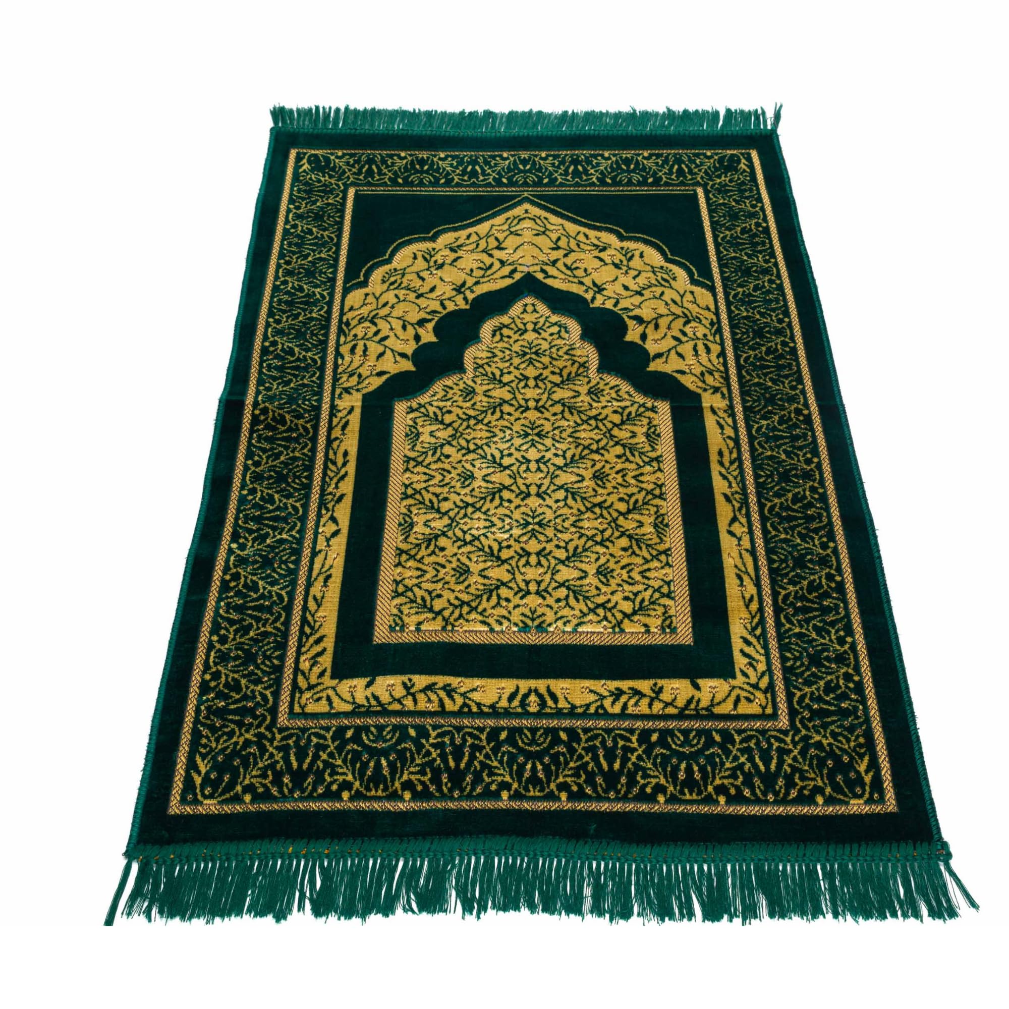 homeart Muslim Prayer Rug, Soft Plush Thin Islamic Prayer Mat, Janamaz, Sajada, Praying Carpet, Islamic Gift for Men & Women, Ramadan Eid Hajj Gift, Mecca Pattern, Dark Green