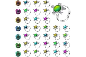 Yinkin 30 Pcs Mood Ring Adjustable Size Color Changing Mood Rings for Kids Girls and Boys Gift Costume Props Birthday Party Favors Christmas Birthday Costume Accessories