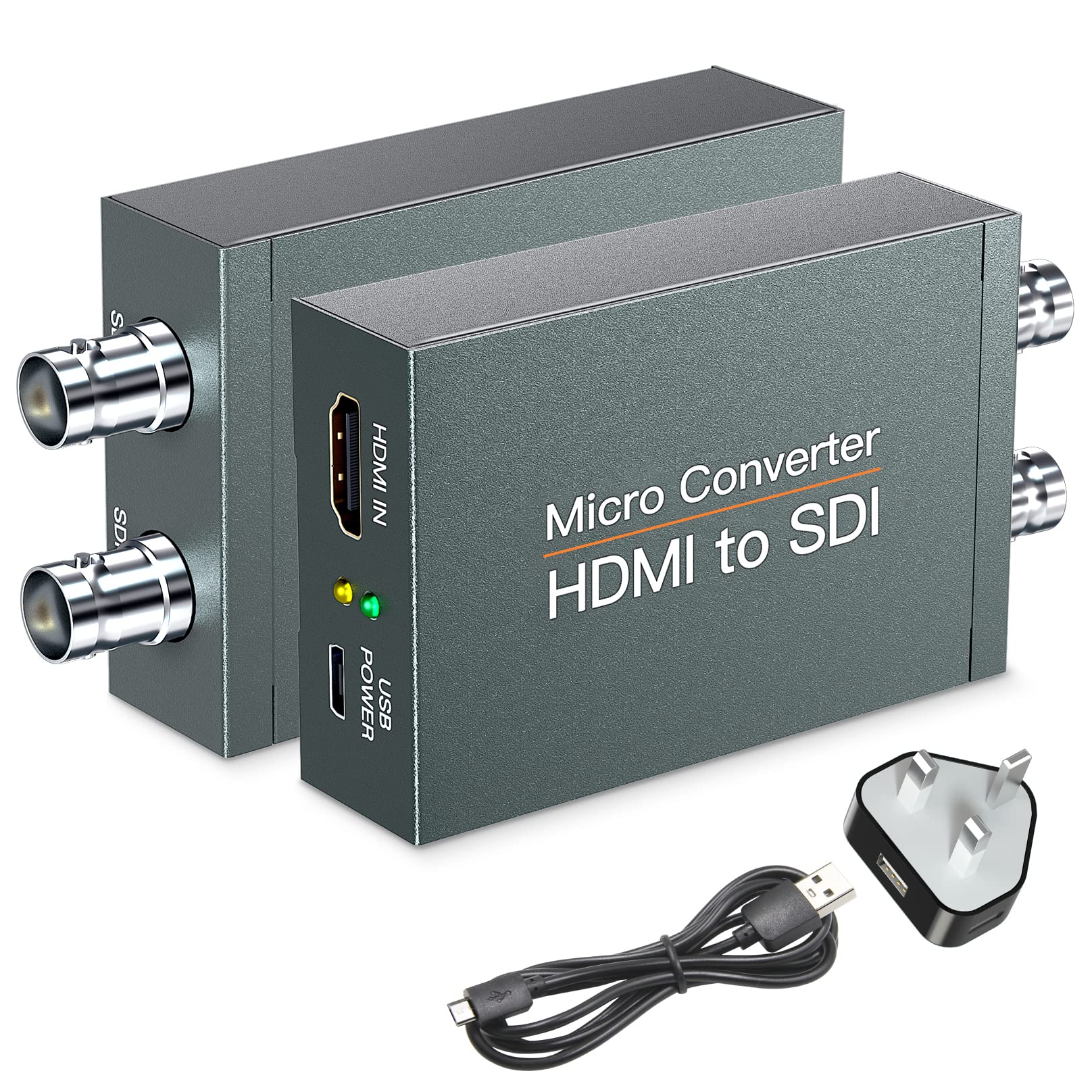 HDMI to SDI Converter, HDMI to 3G-SDI/HD-SDI, Audio Embedder 2 Way SDI Converter Dual SDI Output Adapter Support 1080P for Camera Home Theater