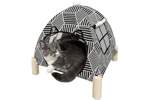 Babyezz Pet Teepee House,Cat and Dog Hammock Bed,Removable Portable Indoor/Outdoor Pet Tent,Suitable for Kitty,Puppy,Bunny and Small Animal(Black Diamond Tent)