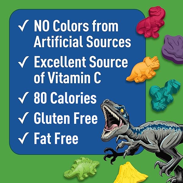 JURASSIC WORLD FRUIT FLAVORED SNACKS, GLUTEN FREE, KIDS SNACKS, 10 CT, 8 OZ