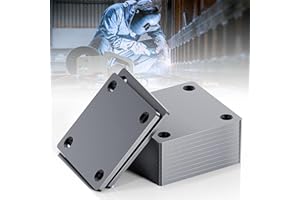 LEVENDOR 4pcs A36 Metal Plate with Holes - 1/5" Thick - 4"x4" Base Plate - 3/16" Diameter - Flat Mild Steel Sheet Metal Square Support - Paint-Ready