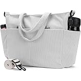 AMXNX Corduroy Tote Bag for Women Crossbody Bags Lightweight Handbags Shoulder Bag with Zipper Pockets for Work Shopping