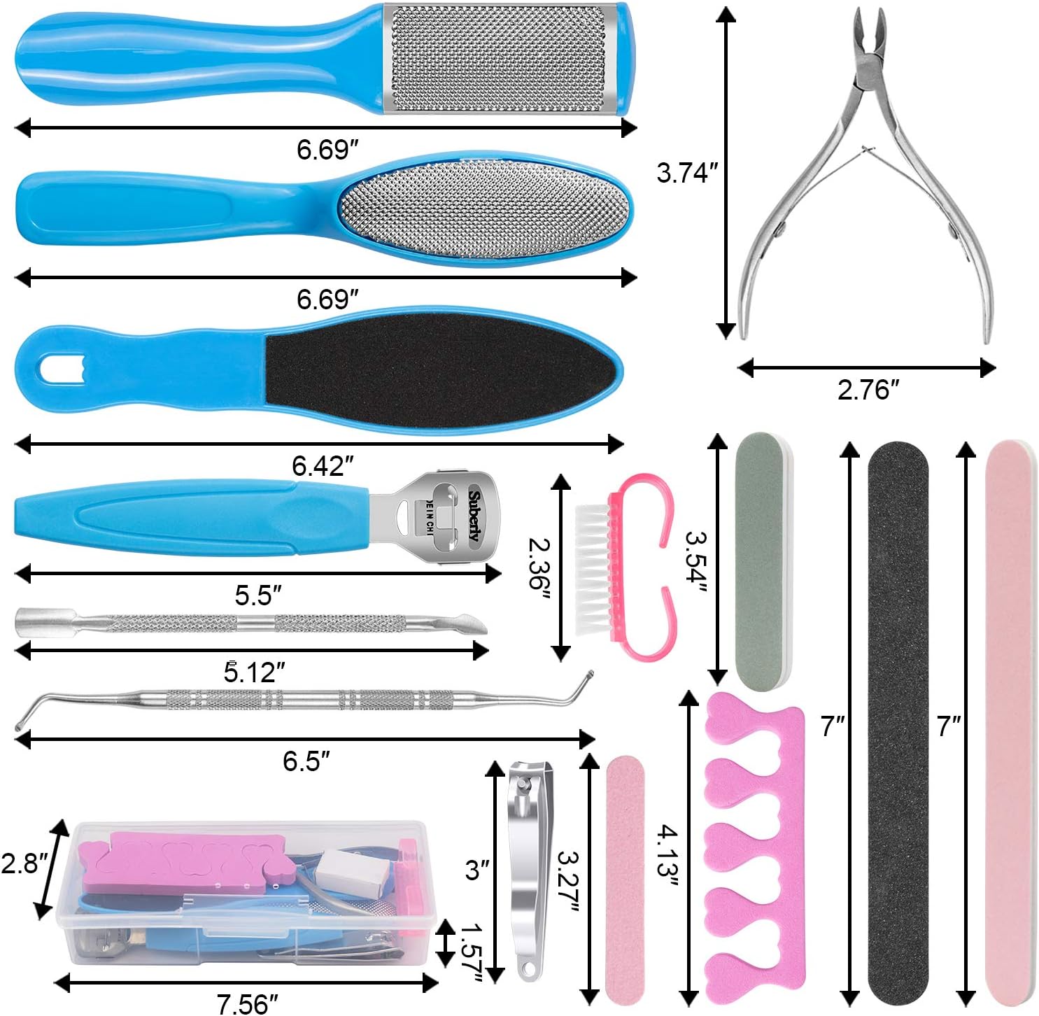 EAONE Professional Pedicure Tools Set 20 in 1, Foot Care Kit Stainless Steel Foot Rasp Foot Dead Skin Remover Pedicure Kit for Men Women Christmas Gift: Health & Personal Care